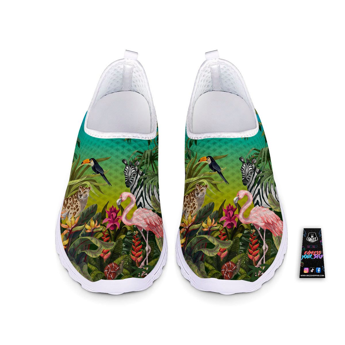 Wild Animals Jungle Print Nurse Shoes-grizzshop