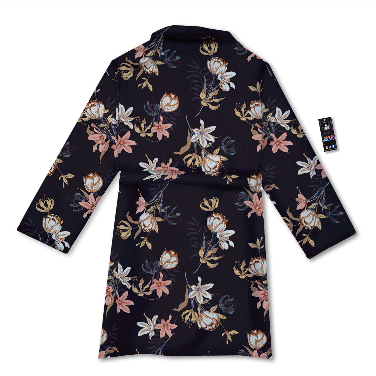 Wild Flower Print Pattern Bathrobe-grizzshop