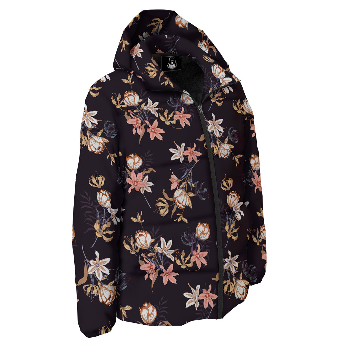 Wild Flower Print Pattern Down Jacket-grizzshop