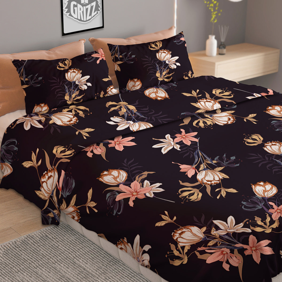 Wild Flower Print Pattern Duvet Cover Bedding Set-grizzshop