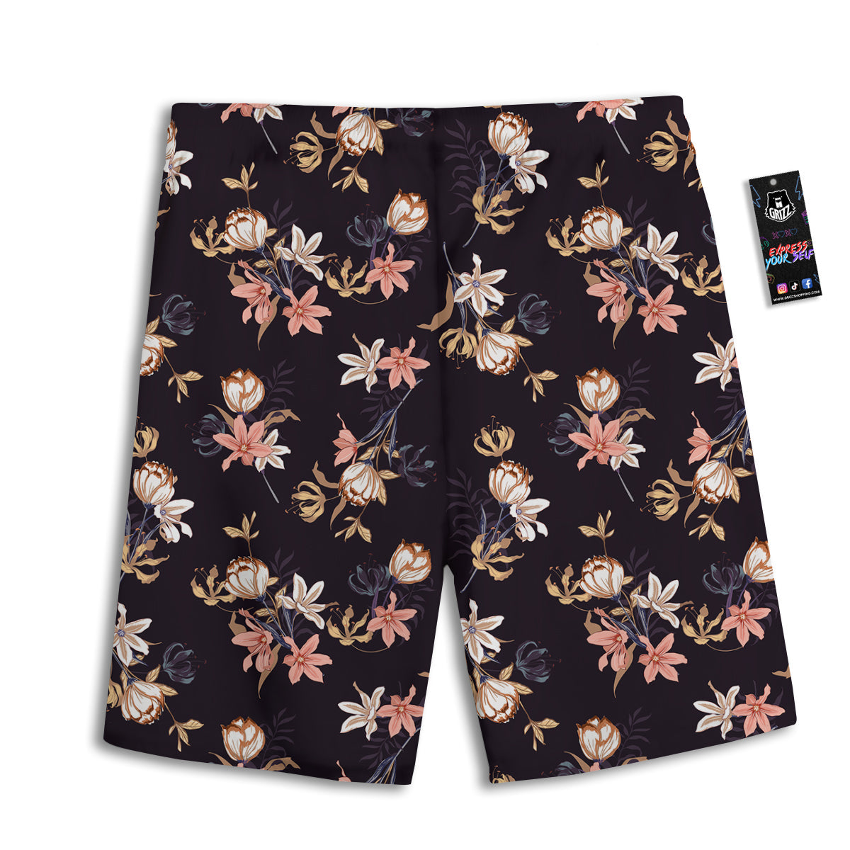 Wild Flower Print Pattern Men's Athletic Shorts-grizzshop
