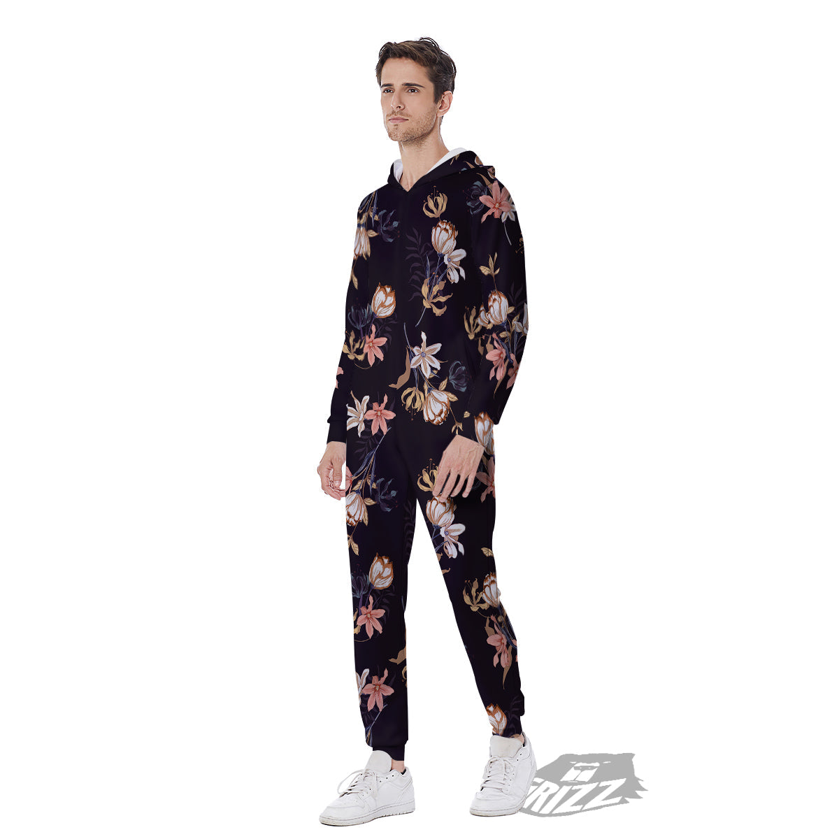 Wild Flower Print Pattern Men's Jumpsuit-grizzshop