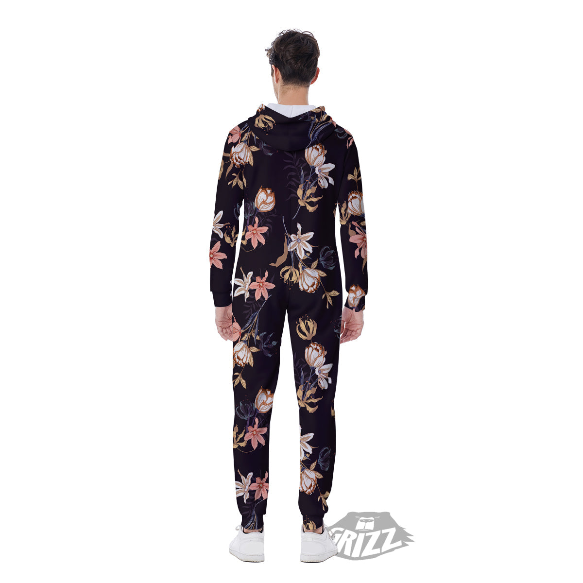 Wild Flower Print Pattern Men's Jumpsuit-grizzshop