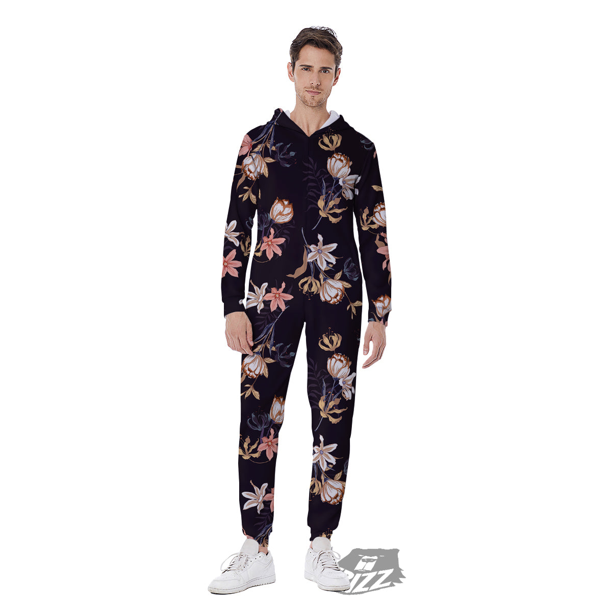 Wild Flower Print Pattern Men's Jumpsuit-grizzshop