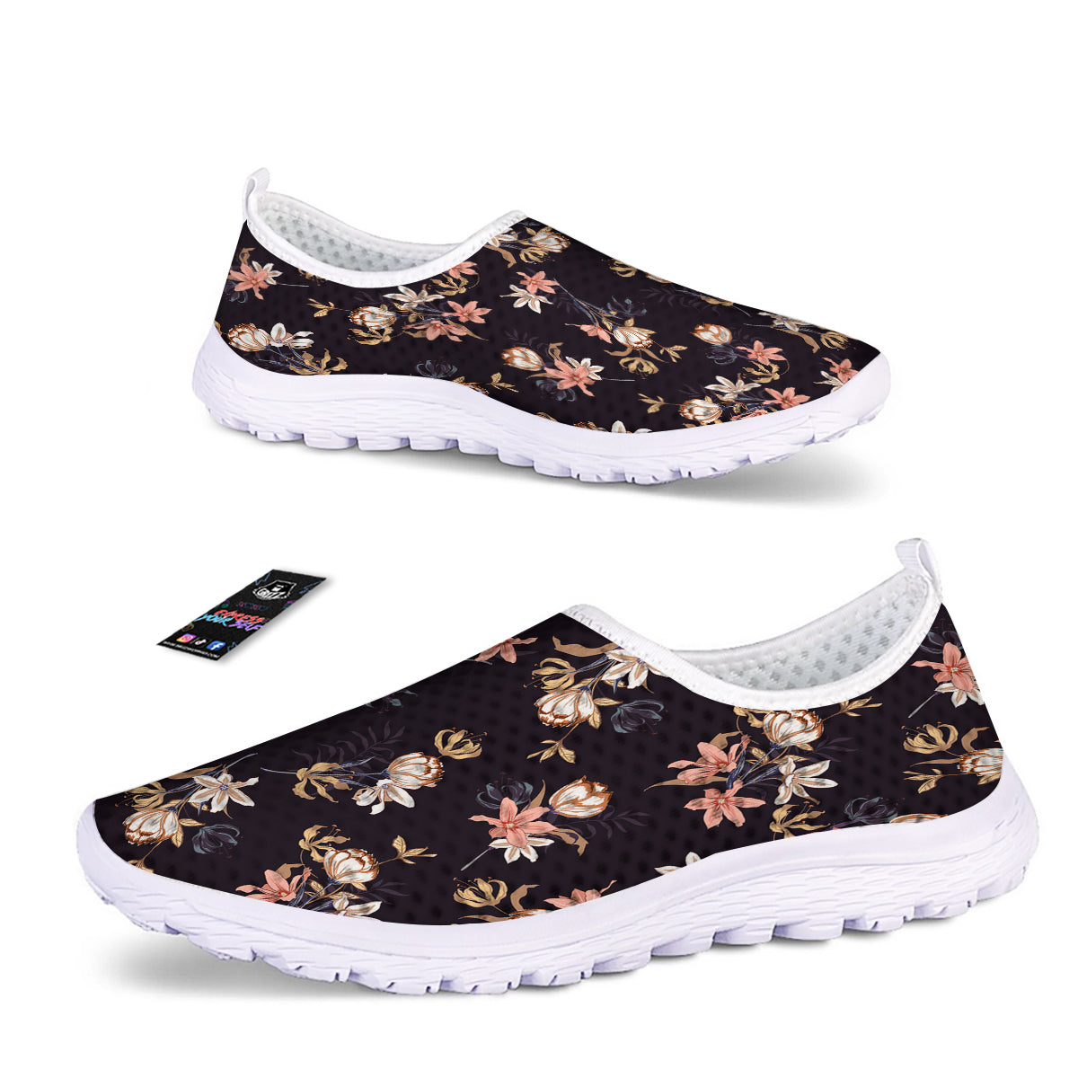 Wild Flower Print Pattern Nurse Shoes-grizzshop
