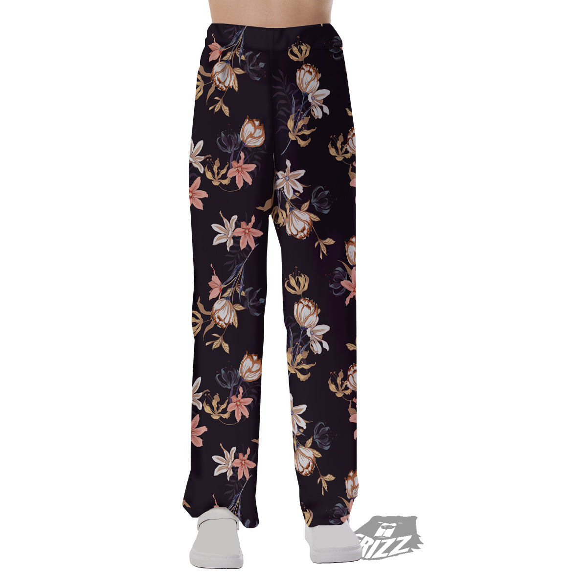 Wild Flower Print Pattern Pajama Pants-grizzshop