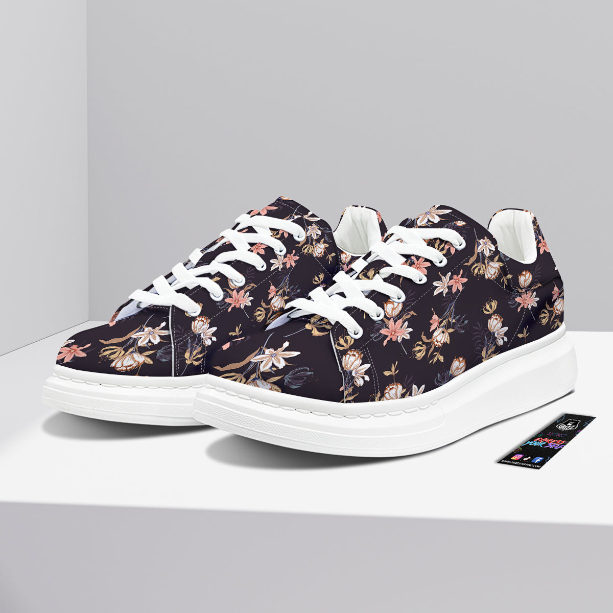Wild Flower Print Pattern Platform Shoes-grizzshop