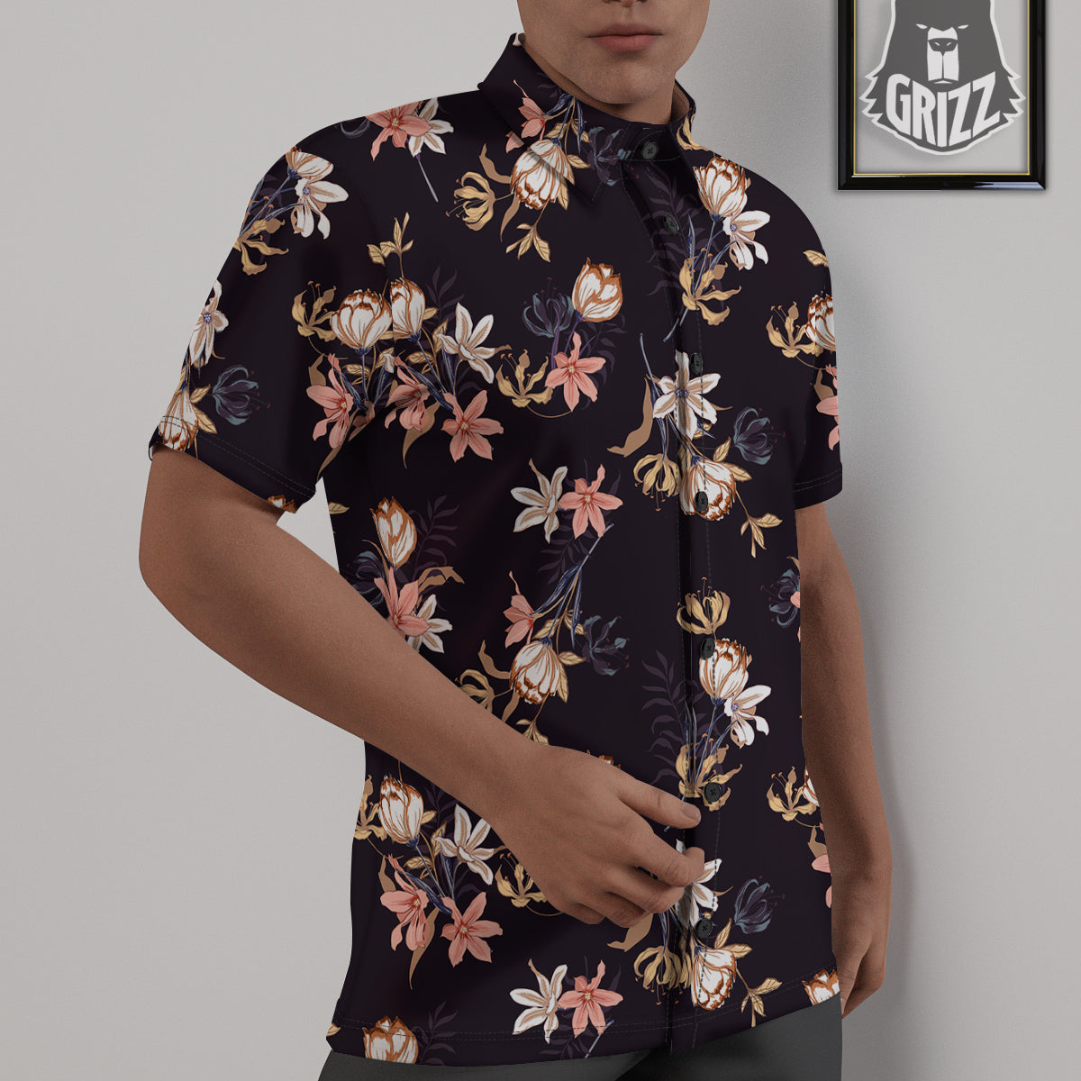 Wild Flower Print Pattern Untucked Shirts-grizzshop