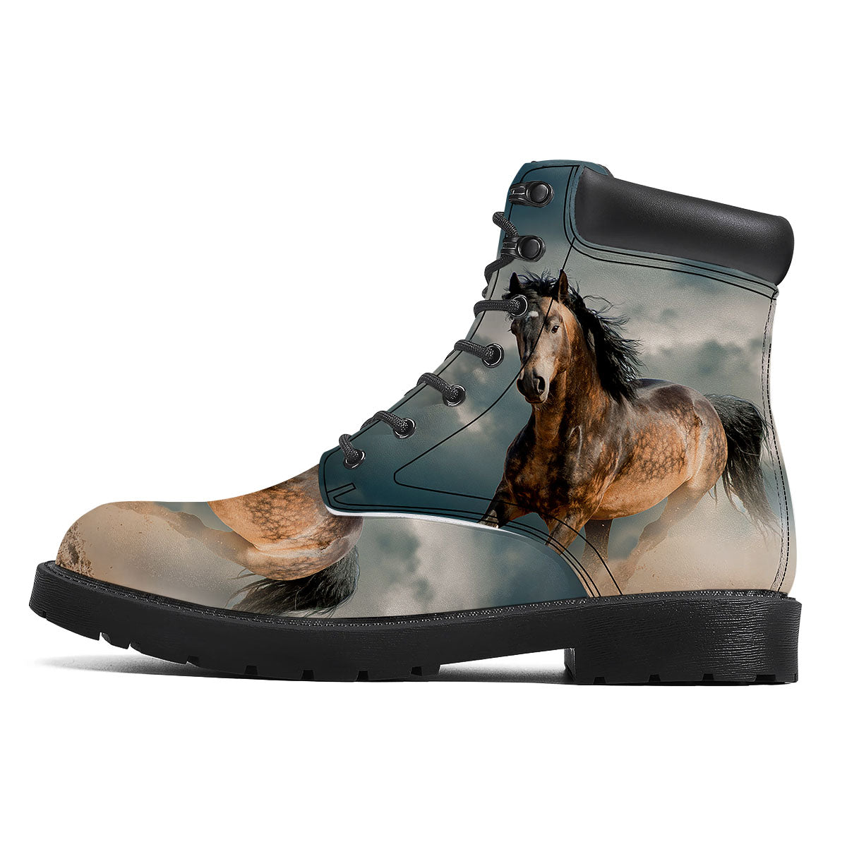 Wild Horses Running Print Boots-grizzshop
