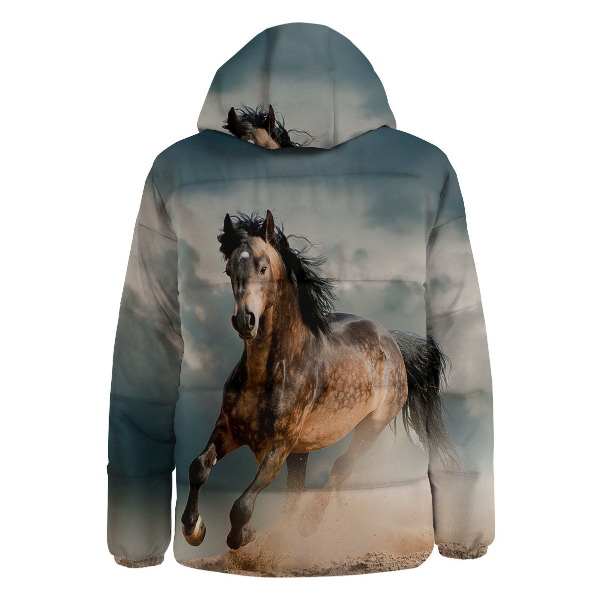 Wild Horses Running Print Down Jacket-grizzshop