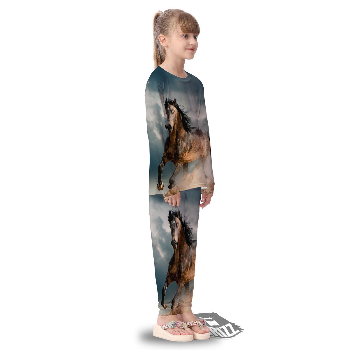 Wild Horses Running Print Kid's Pajamas-grizzshop