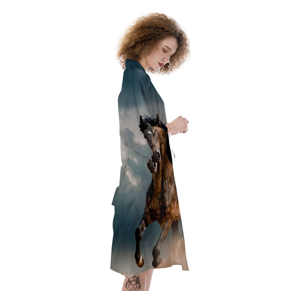 Wild Horses Running Print Kimono-grizzshop