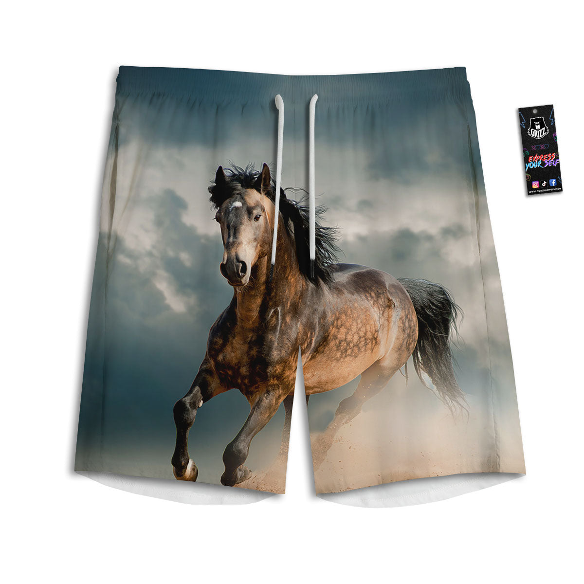 Wild Horses Running Print Men's Athletic Shorts