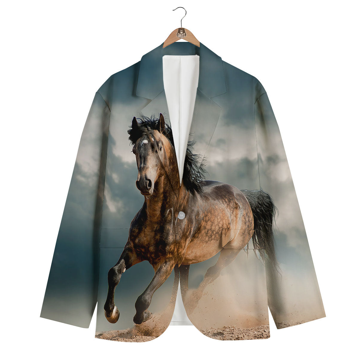 Wild Horses Running Print Men's Blazer-grizzshop