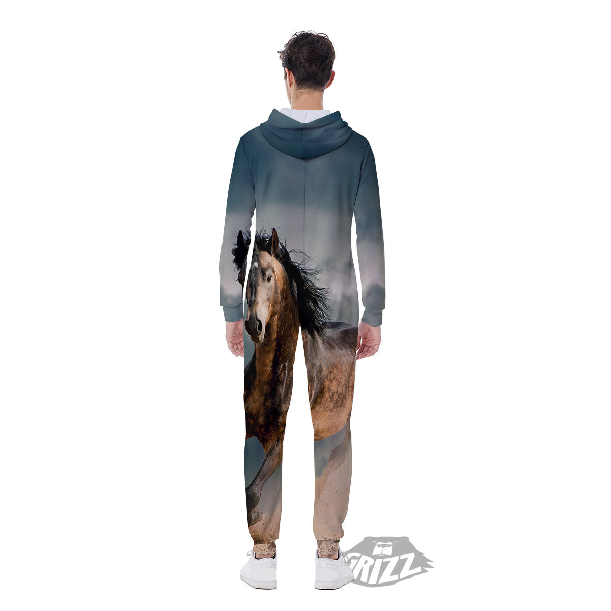 Wild Horses Running Print Men's Jumpsuit-grizzshop