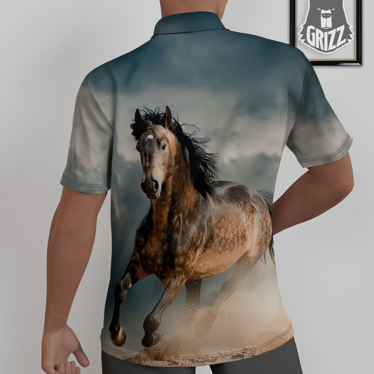 Wild Horses Running Print Untucked Shirts-grizzshop