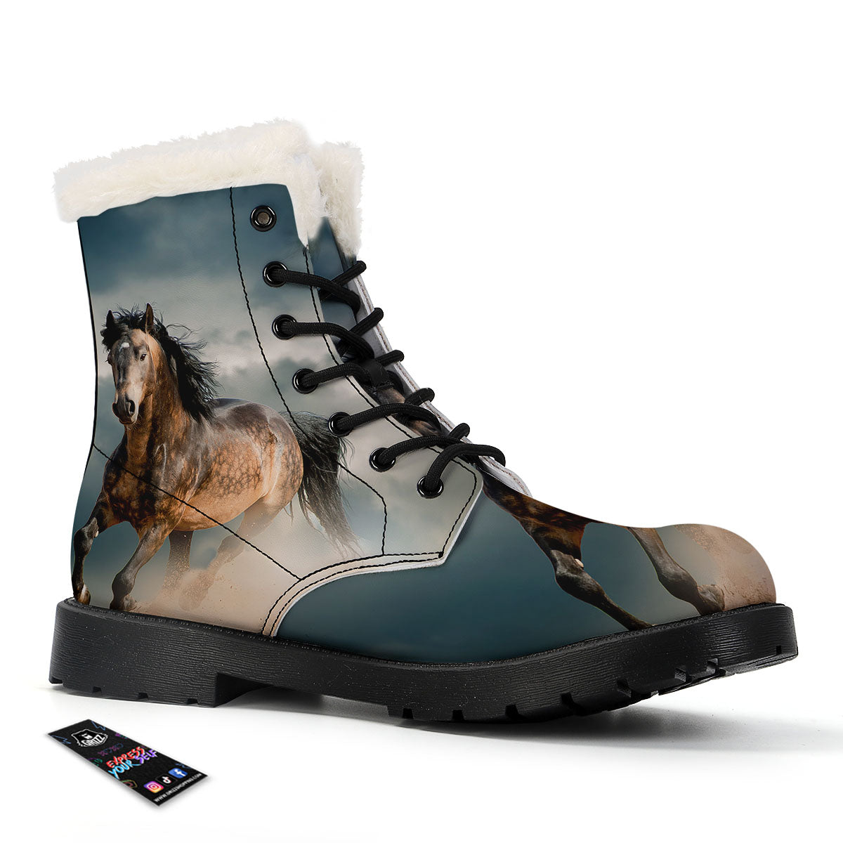 Wild Horses Running Print Winter Boots-grizzshop