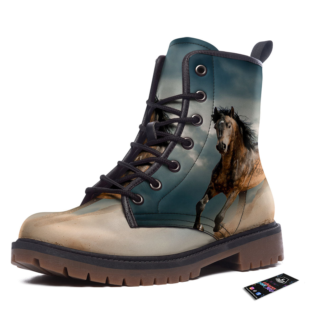 Wild Horses Running Print Work Boots-grizzshop