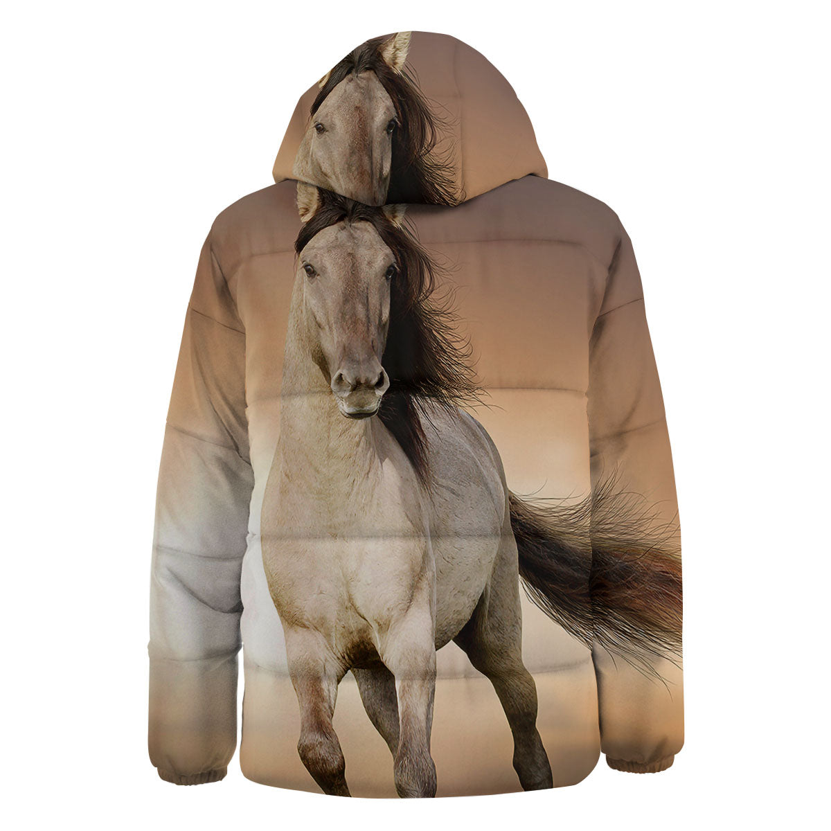 Wild Stallion Horse Running Print Down Jacket-grizzshop