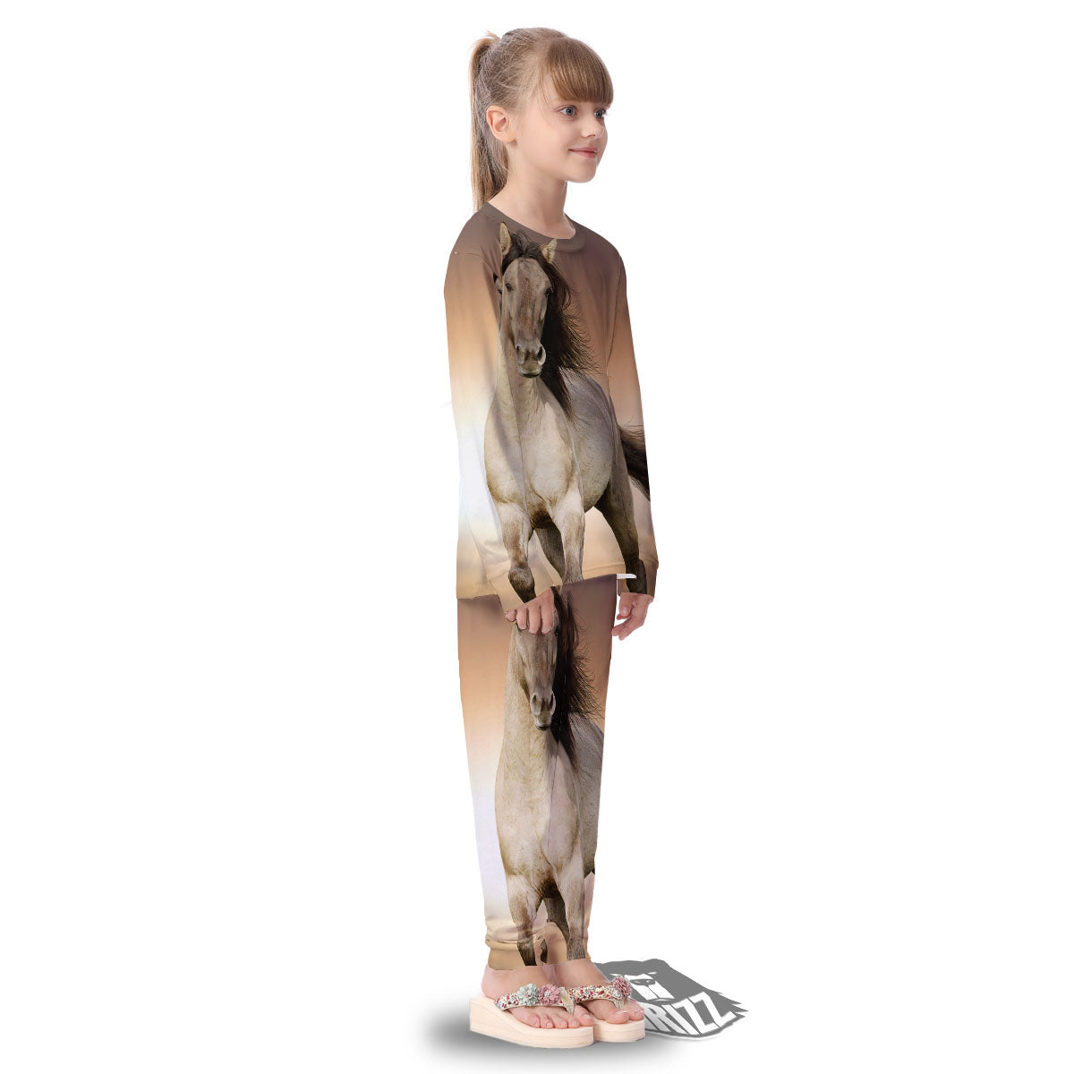 Wild Stallion Horse Running Print Kid's Pajamas-grizzshop
