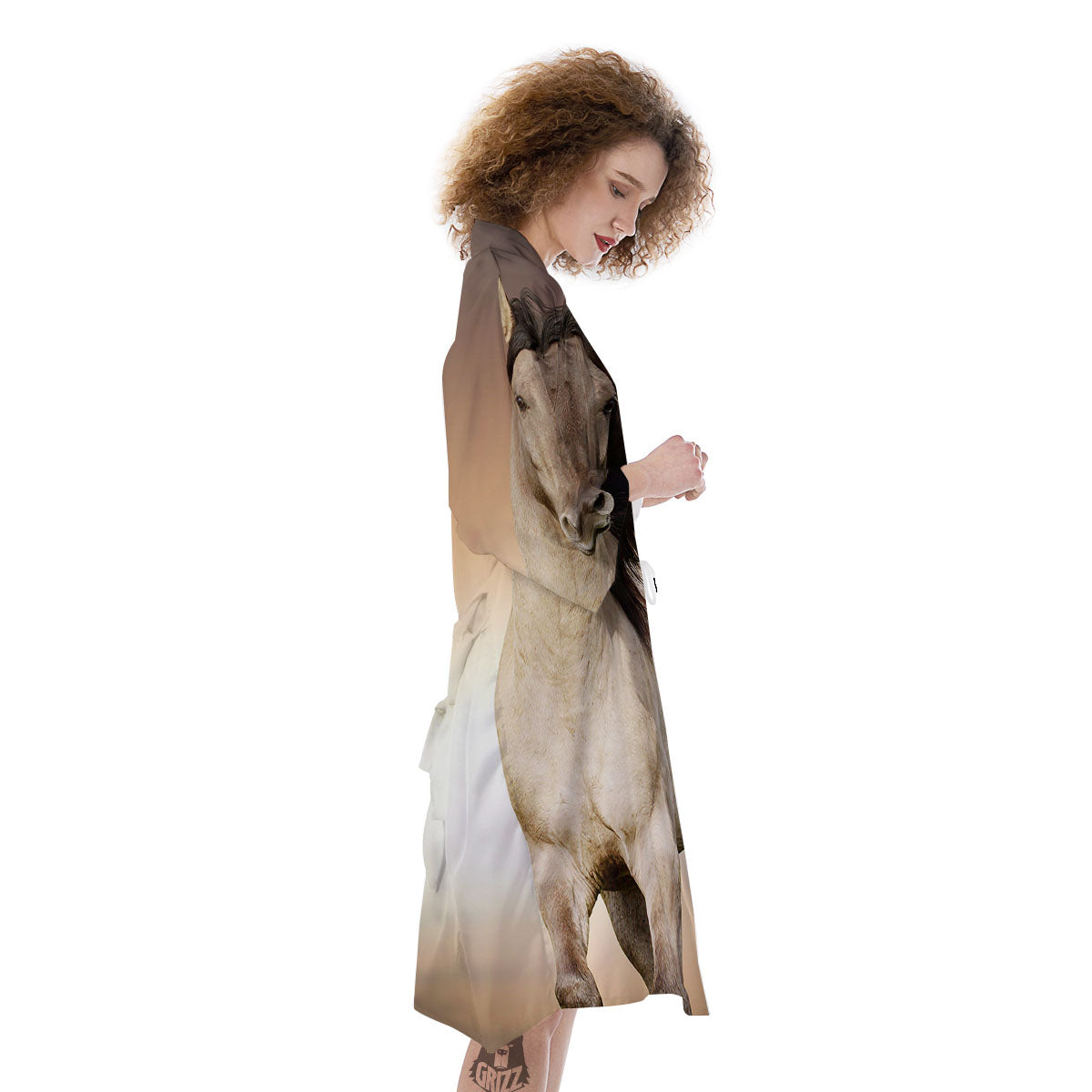 Wild Stallion Horse Running Print Kimono-grizzshop
