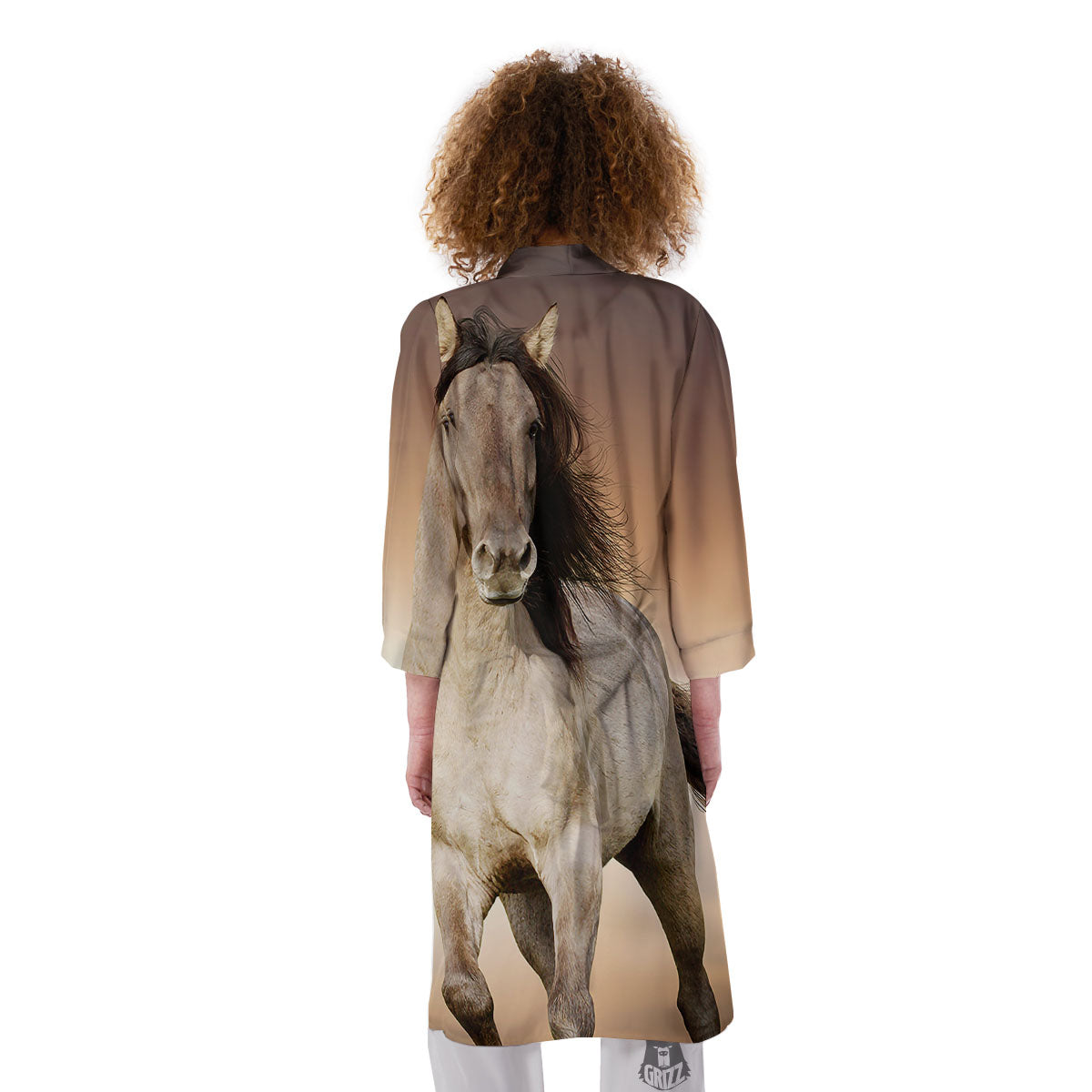 Wild Stallion Horse Running Print Kimono-grizzshop