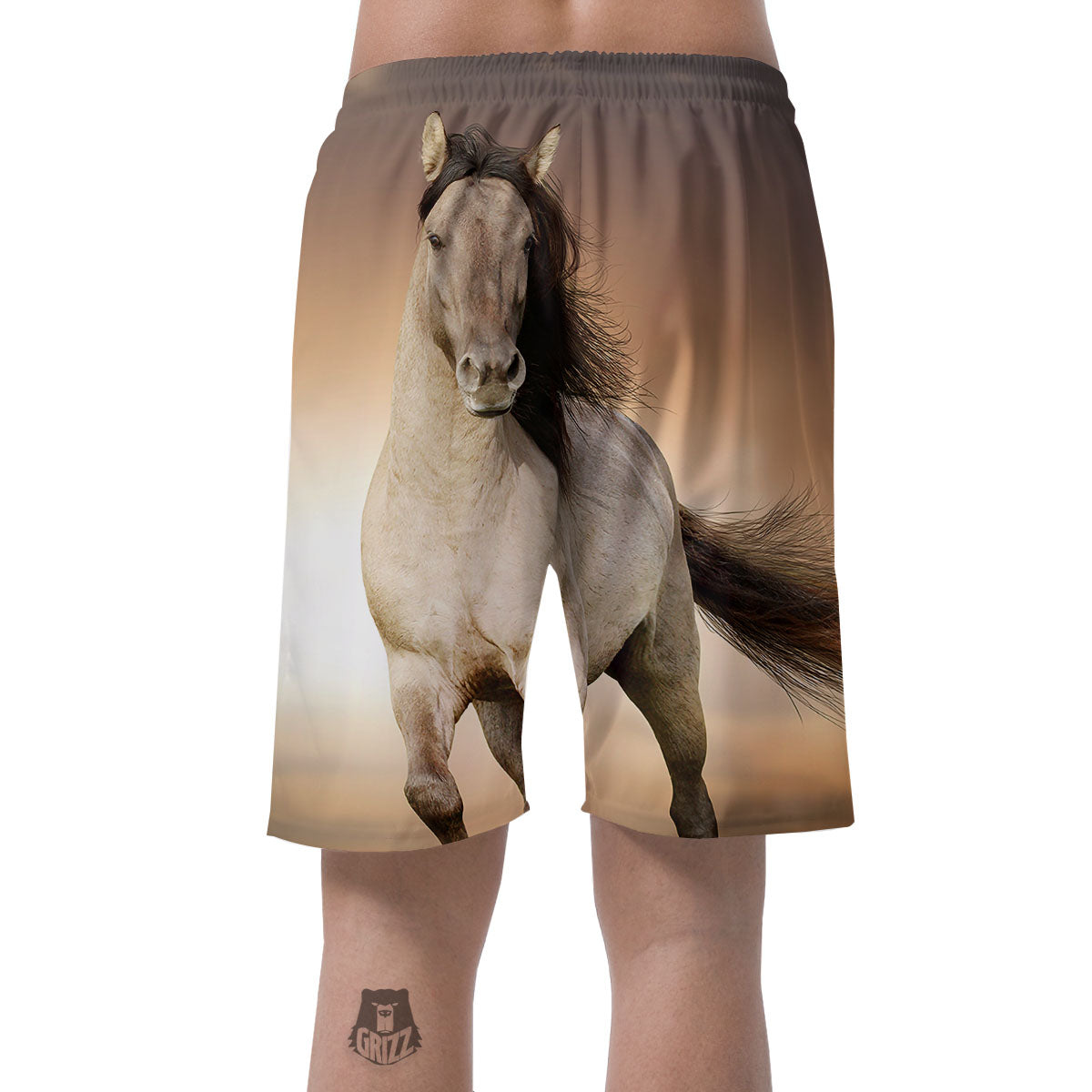 Wild Stallion Horse Running Print Men's Shorts-grizzshop
