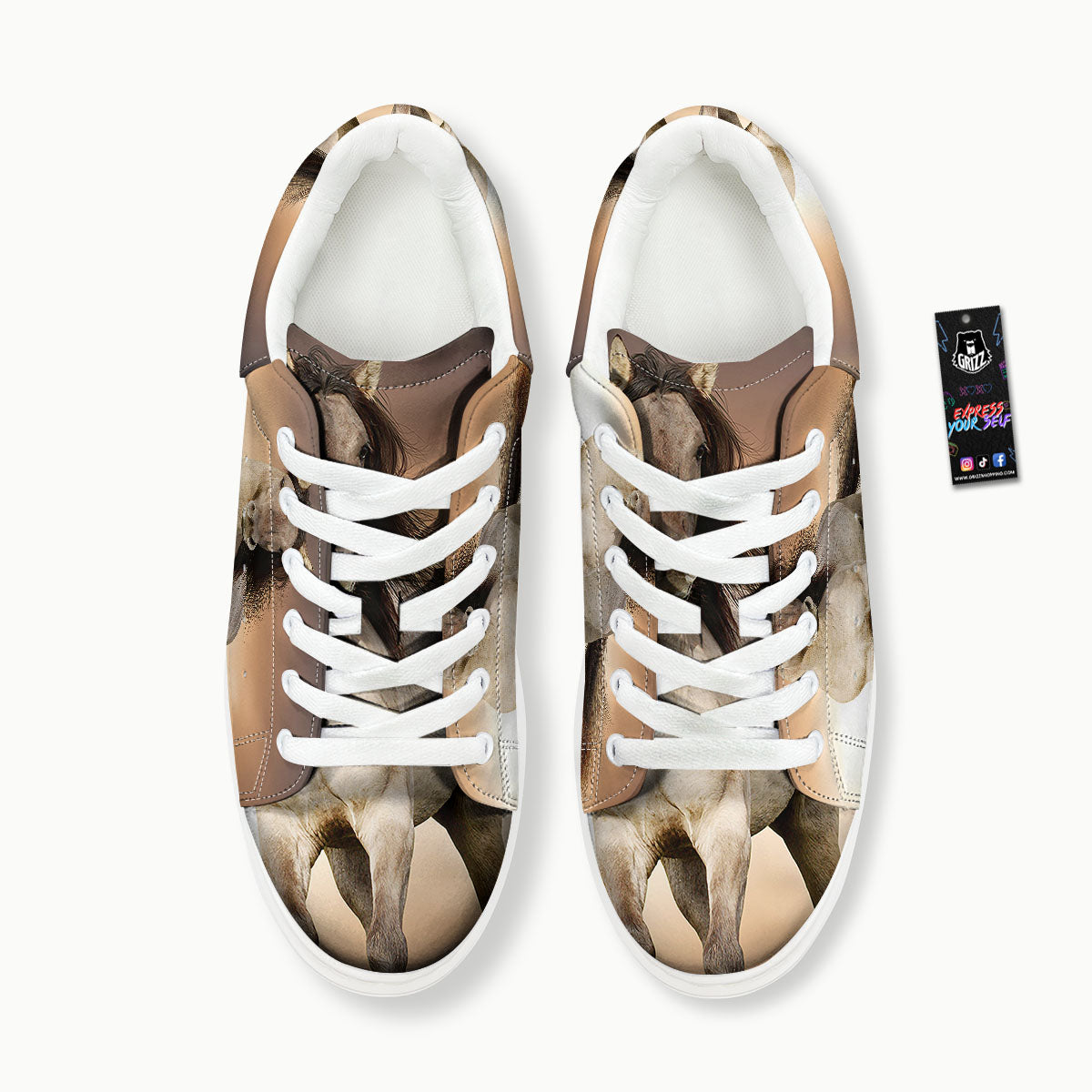 Wild Stallion Horse Running Print Platform Shoes-grizzshop