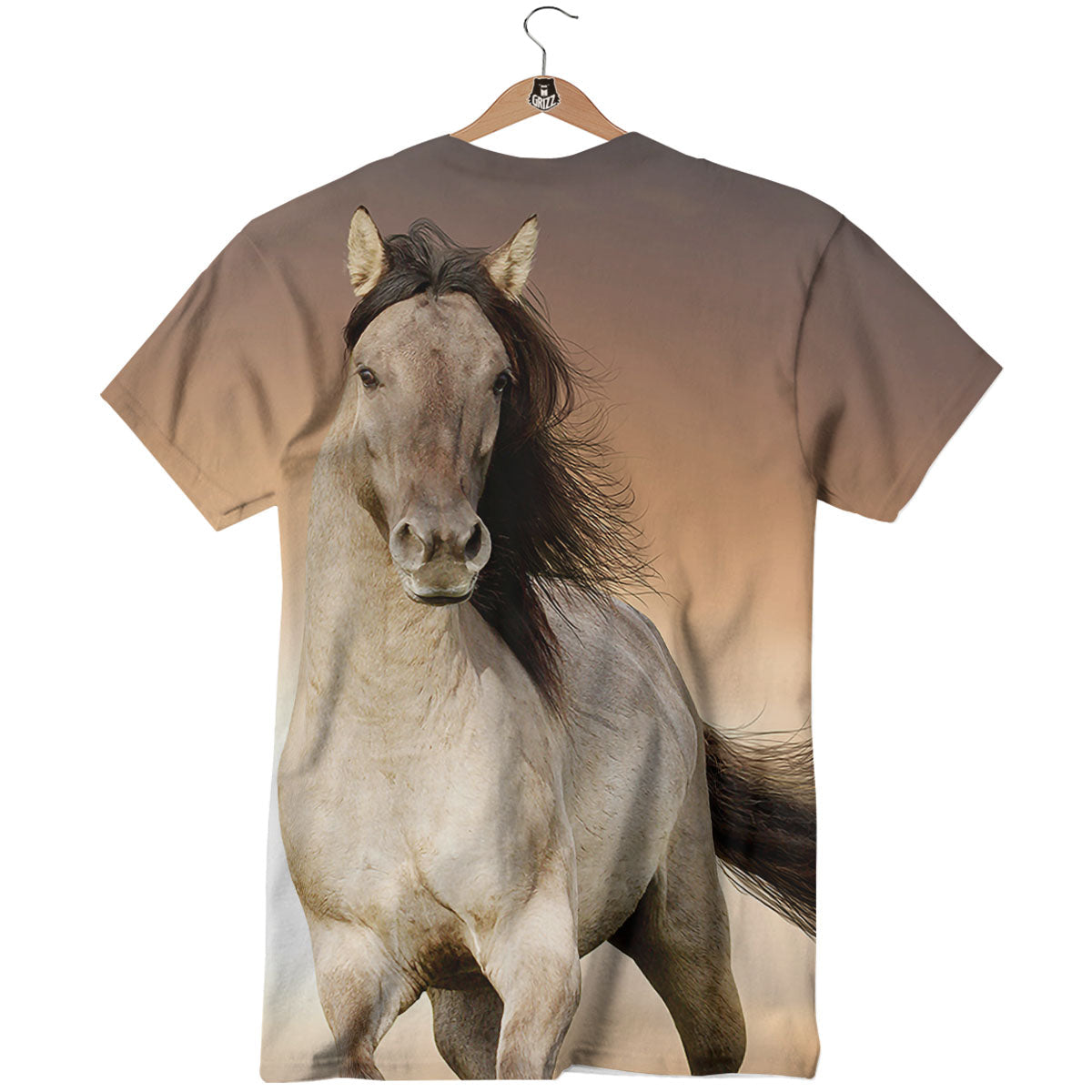 Wild Stallion Horse Running Print T-Shirt-grizzshop