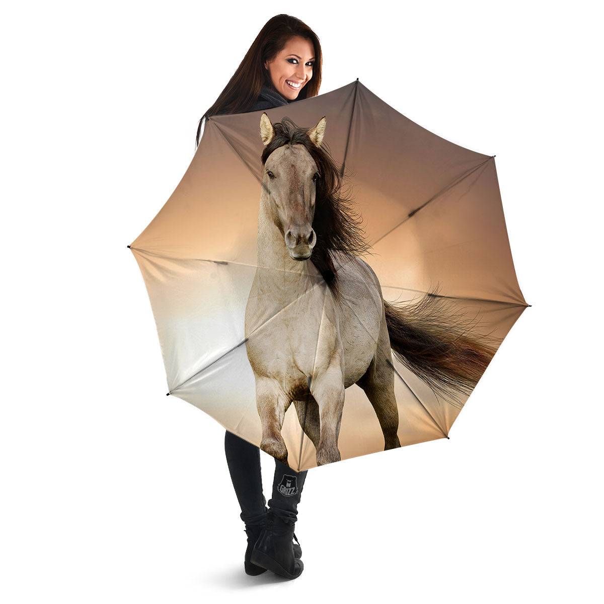 Wild Stallion Horse Running Print Umbrella-grizzshop