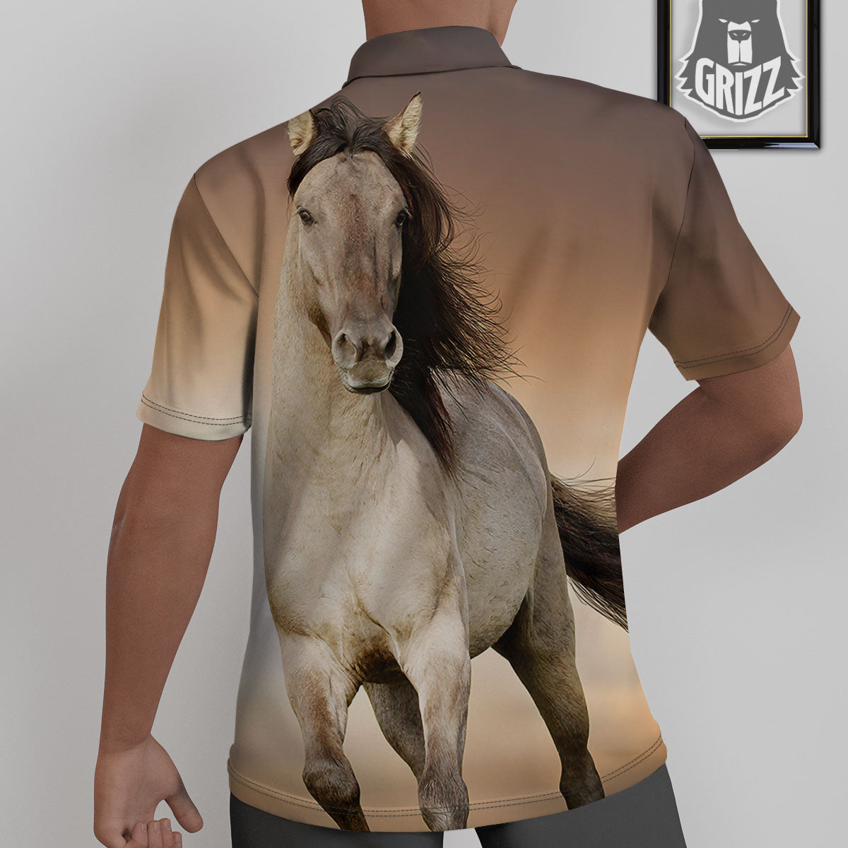 Wild Stallion Horse Running Print Untucked Shirts-grizzshop