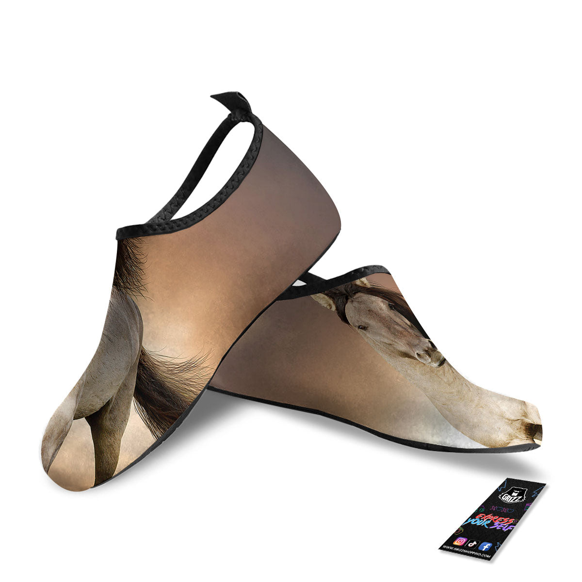 Wild Stallion Horse Running Print Water Shoes-grizzshop