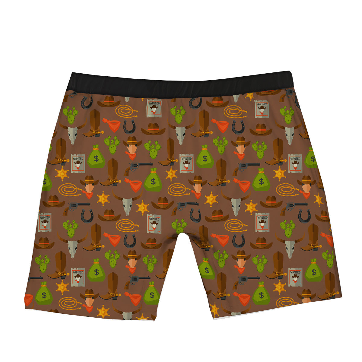 Wild West And Emoji Cowboy Style Print Pattern Boxer Briefs-grizzshop
