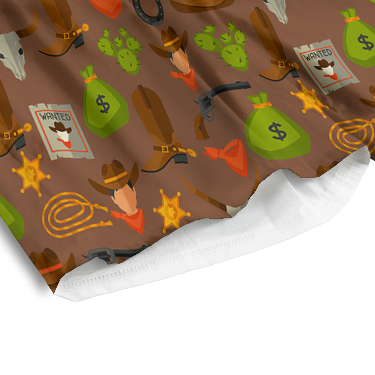 Wild West And Emoji Cowboy Style Print Pattern Men's Athletic Shorts