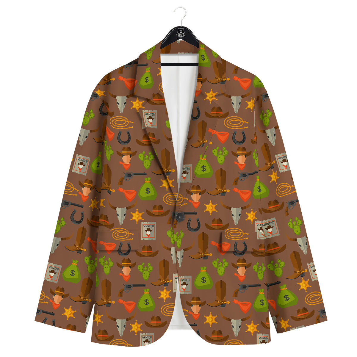 Wild West And Emoji Cowboy Style Print Pattern Men's Sport Coat-grizzshop