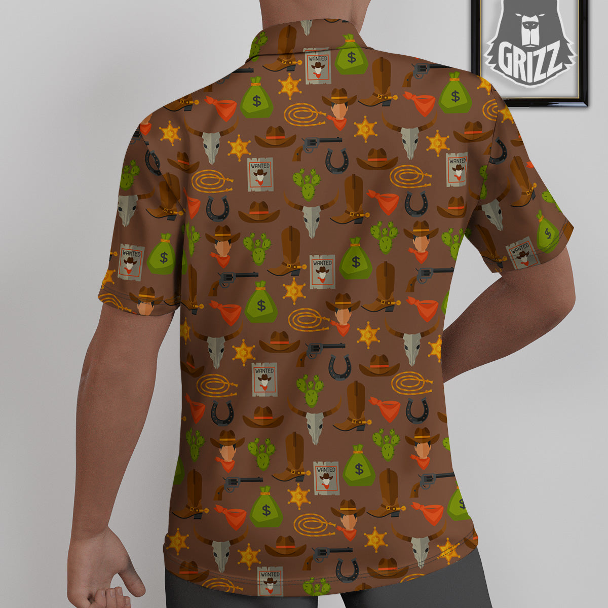 Wild West And Emoji Cowboy Style Print Pattern Untucked Shirts-grizzshop