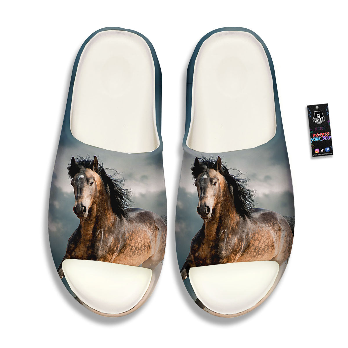 Wild Horses Running Print Sandals-grizzshop