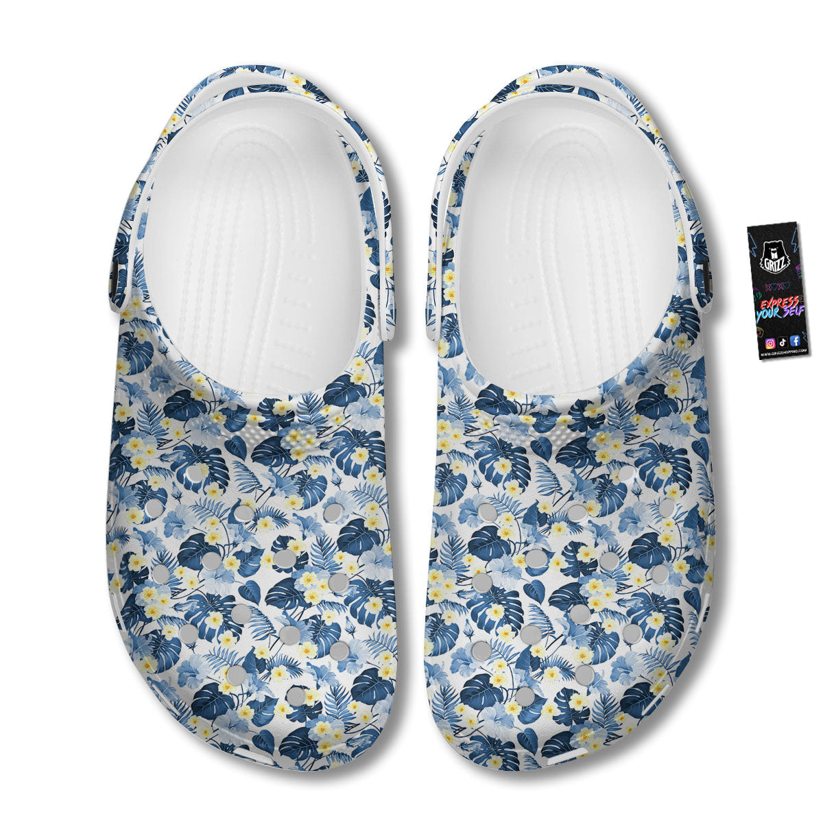 Wildflowers Blue Hawaiian Print Pattern Clog-grizzshop