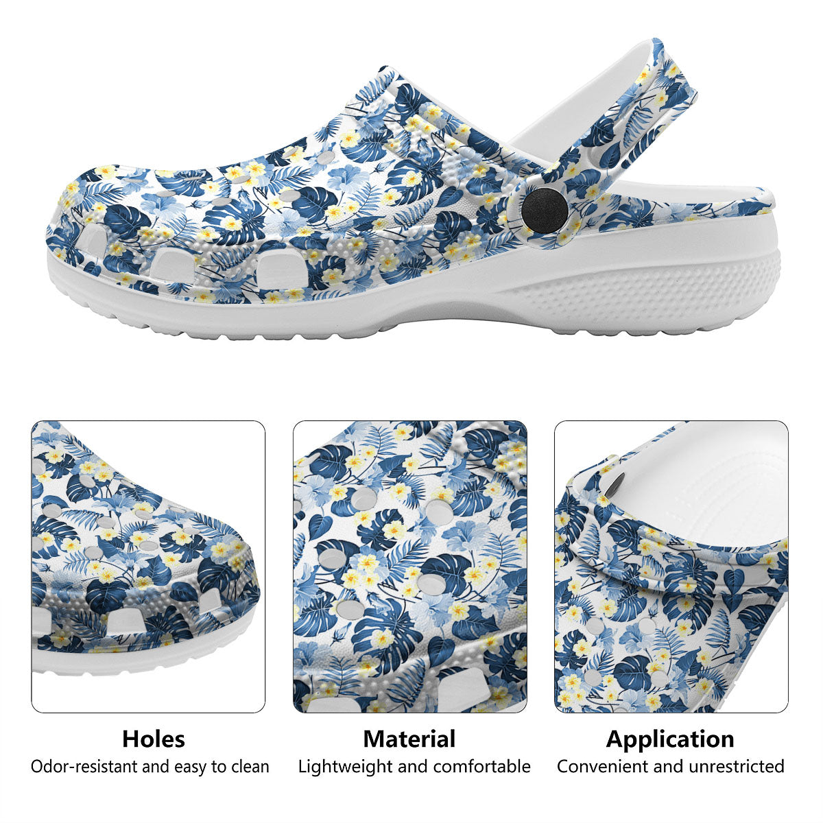 Wildflowers Blue Hawaiian Print Pattern Clog-grizzshop