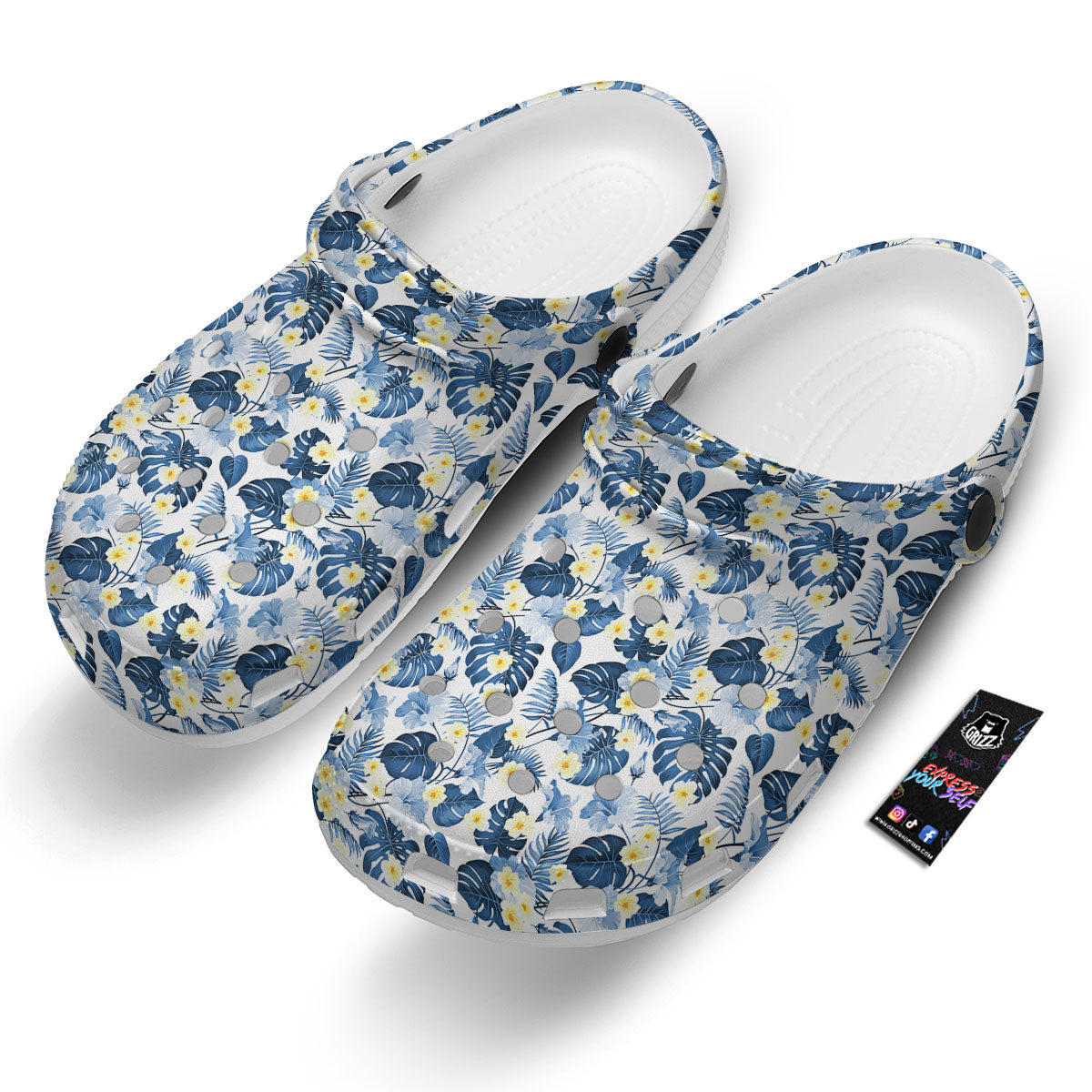 Wildflowers Blue Hawaiian Print Pattern Clog-grizzshop