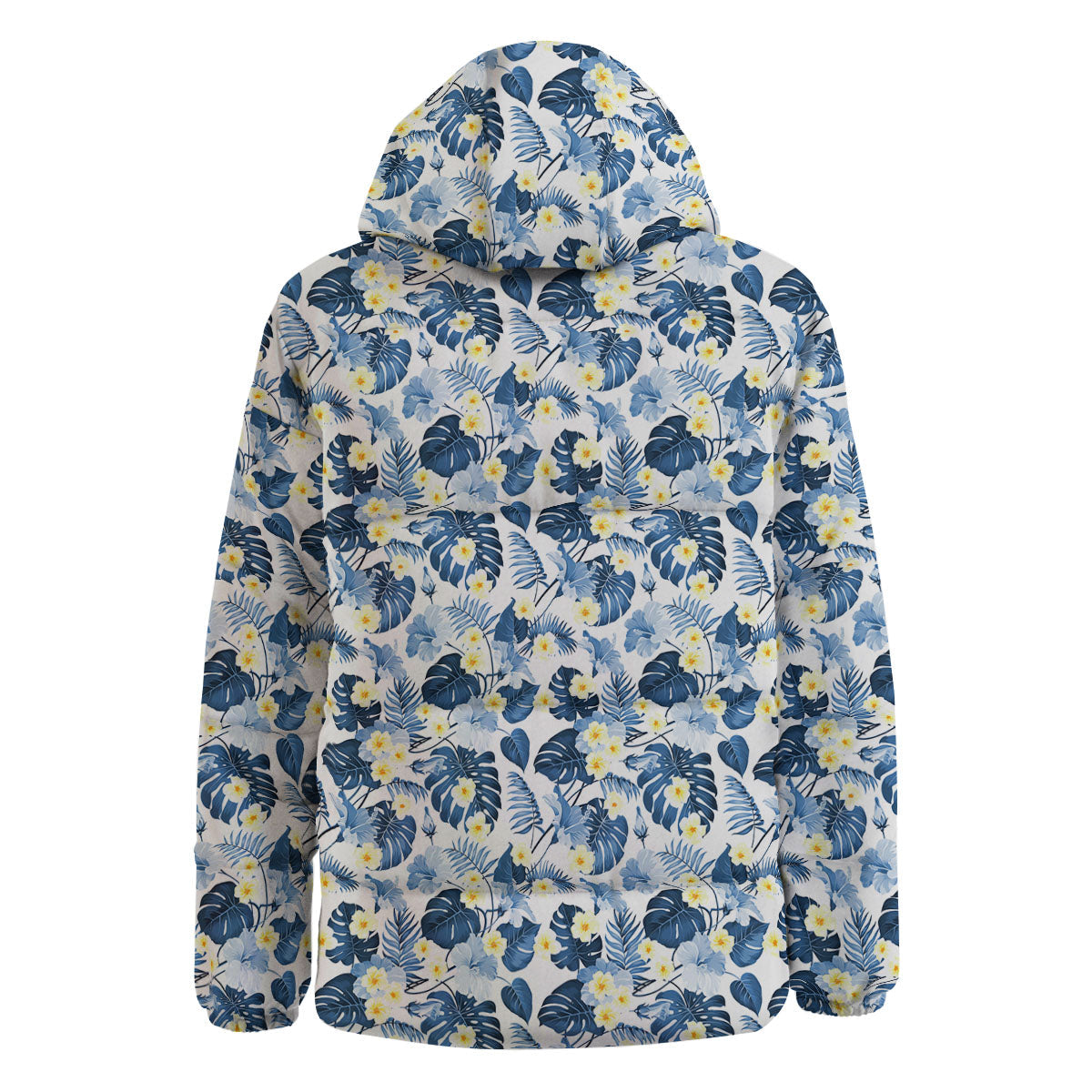 Wildflowers Blue Hawaiian Print Pattern Down Jacket-grizzshop