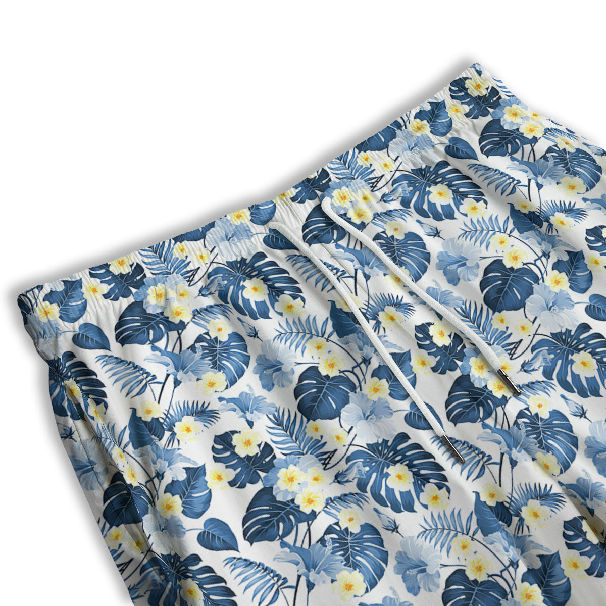Wildflowers Blue Hawaiian Print Pattern Men's Athletic Shorts