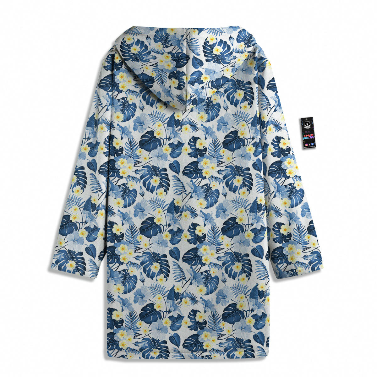 Wildflowers Blue Hawaiian Print Pattern Men's Windbreaker Jacket-grizzshop
