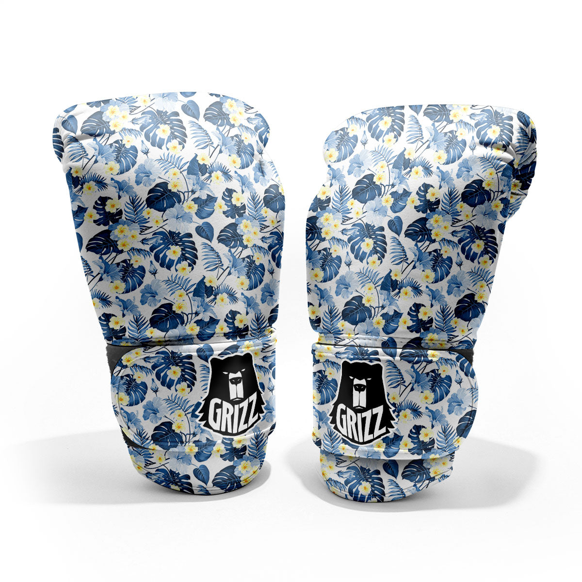 Wildflowers Blue Hawaiian Print Pattern Sparring Gloves-grizzshop