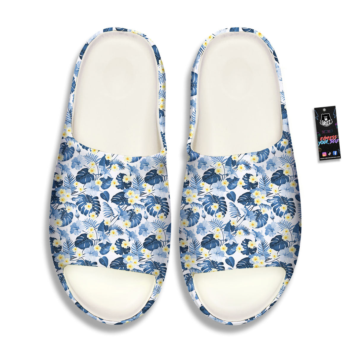 Wildflowers Blue Hawaiian Print Pattern Sandals-grizzshop