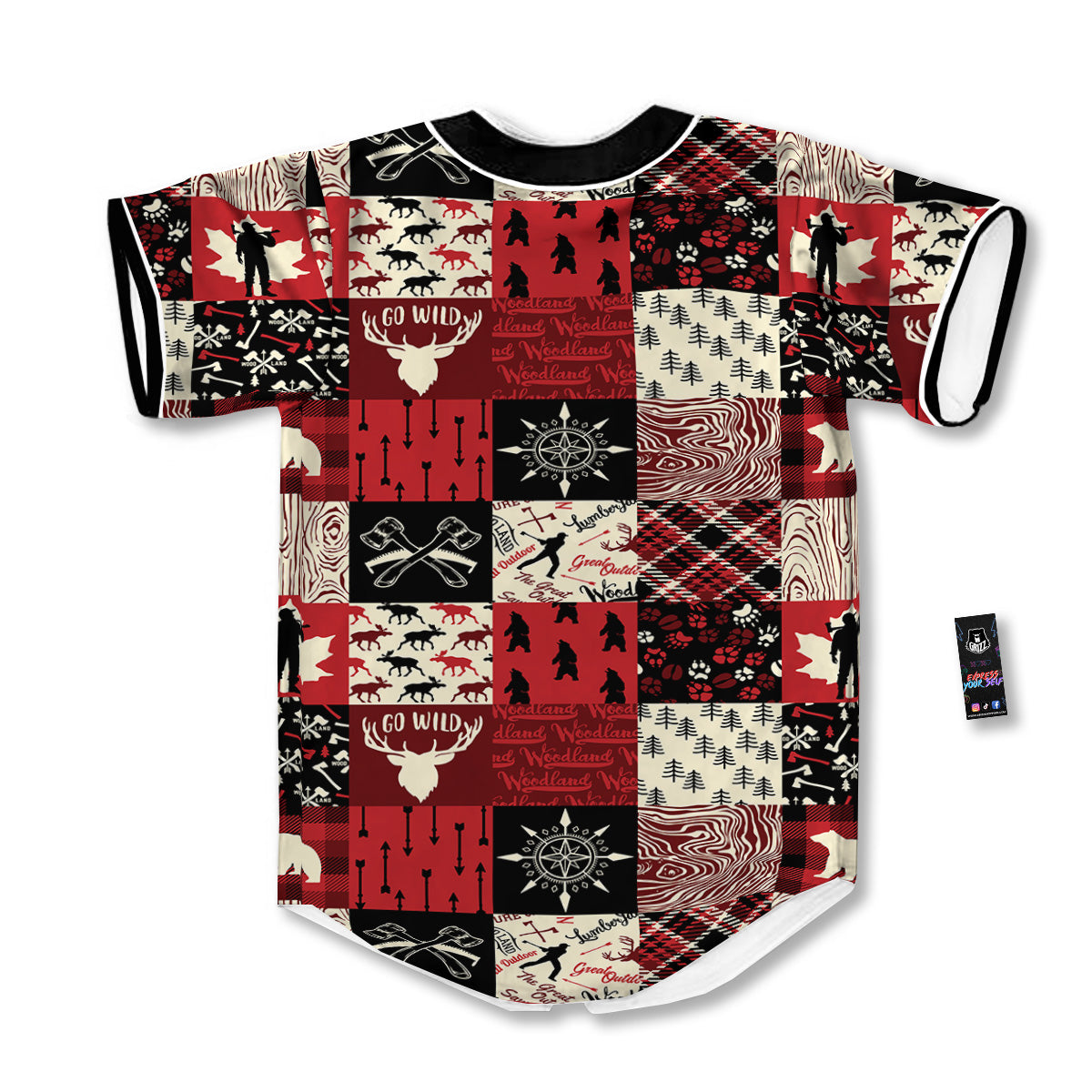 Wildlife Red Plaid Print Pattern Baseball Jersey-grizzshop