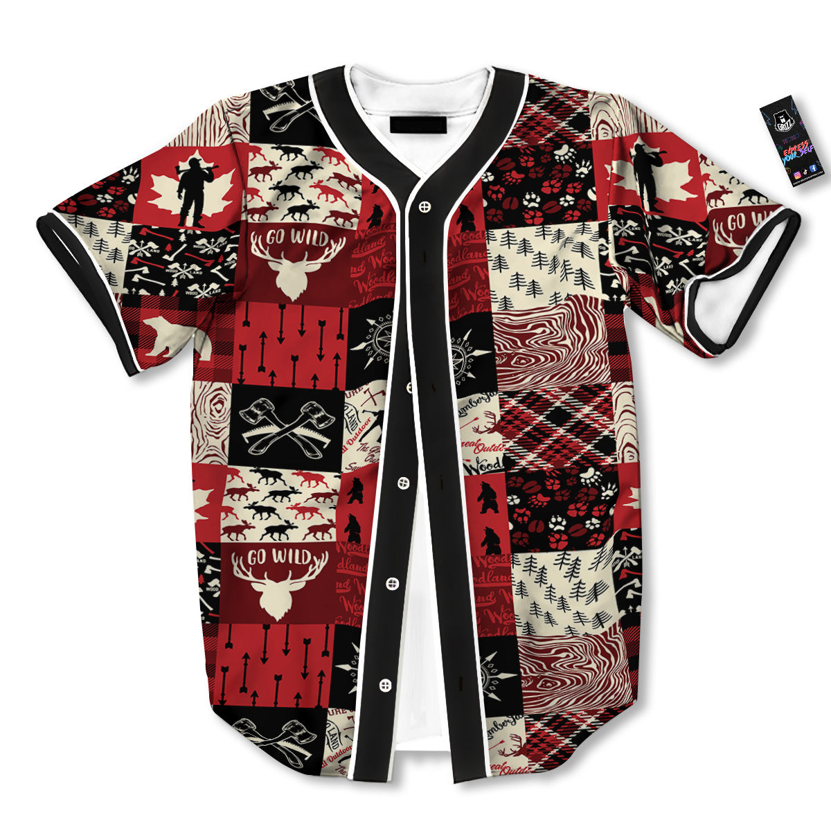 Wildlife Red Plaid Print Pattern Baseball Jersey-grizzshop
