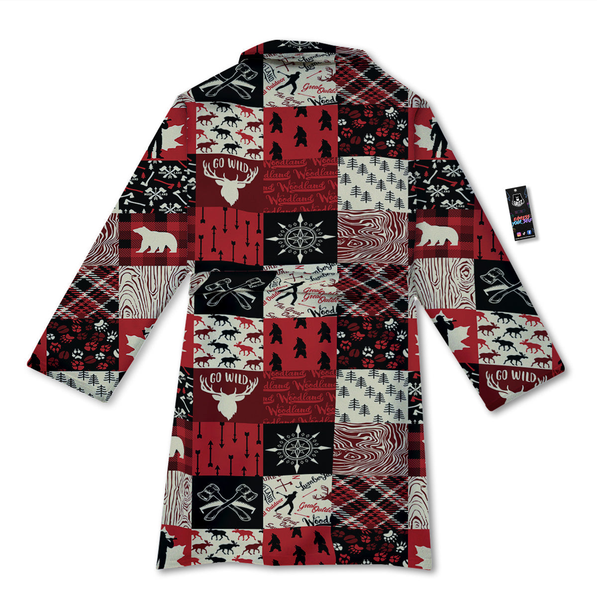 Wildlife Red Plaid Print Pattern Bathrobe-grizzshop