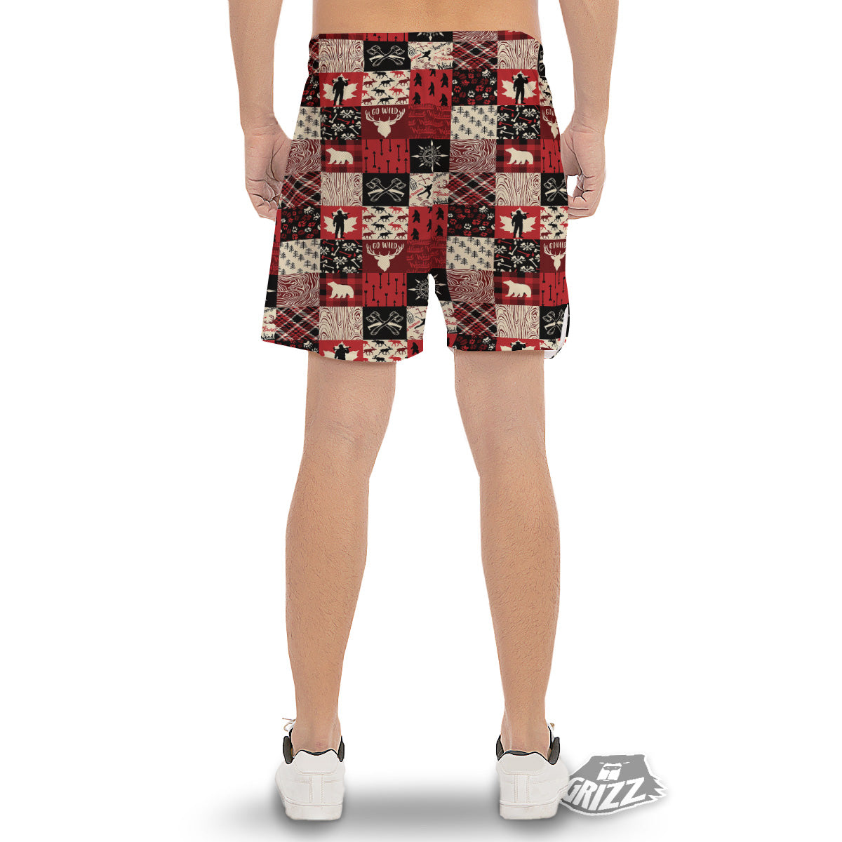 Wildlife Red Plaid Print Pattern Men's Gym Shorts-grizzshop