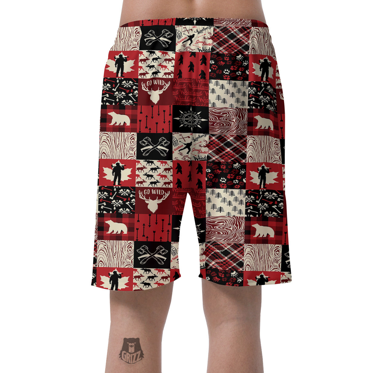 Wildlife Red Plaid Print Pattern Men's Shorts-grizzshop